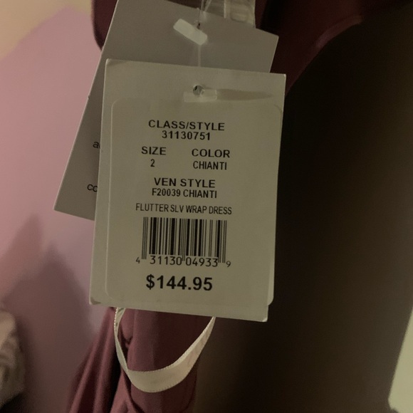 FLUTTER SLEEVE GEORGETTE WRAP BRIDESMAID DRESS - Picture 4 of 5